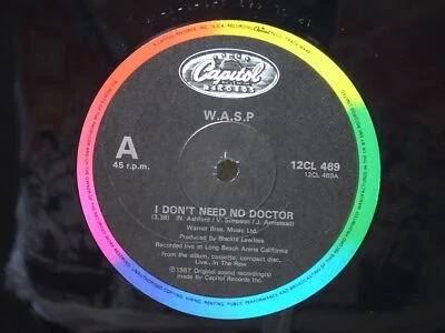 W.A.S.P:  I don't need no doctor (live)  1987 12" Foto 1 de 3