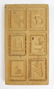 Antiguo modelo de madera Springerle madera tallada a mano 19. Jh. Animales Plantas Castillo  - Imagen 1 de 2