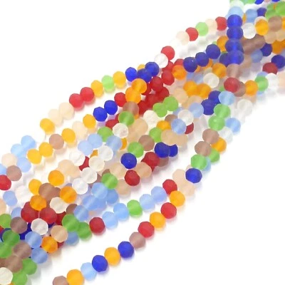 Glasperlen facettiert geschliffen Rondell 4x3,5 mm frost bunt 120 Perlen R007 - Bild 1 von 4