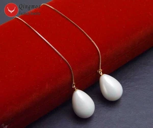 7-9mm Drop Natural Pink Pearl Earring Rose Gold Silver S925 Ear Line Earring - Picture 1 of 16