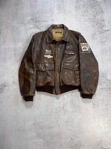 Chevignon Vintage 80s' Leather AirFlyte Jacket A2 US.ARMY Force Avirex Style - Picture 1 of 13