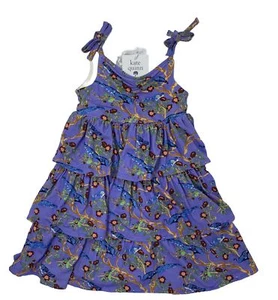 NWT Kate Quinn Girls 12-18 Months Purple Chinoiserie Peacock Ruffle Tier Dress - Picture 1 of 8