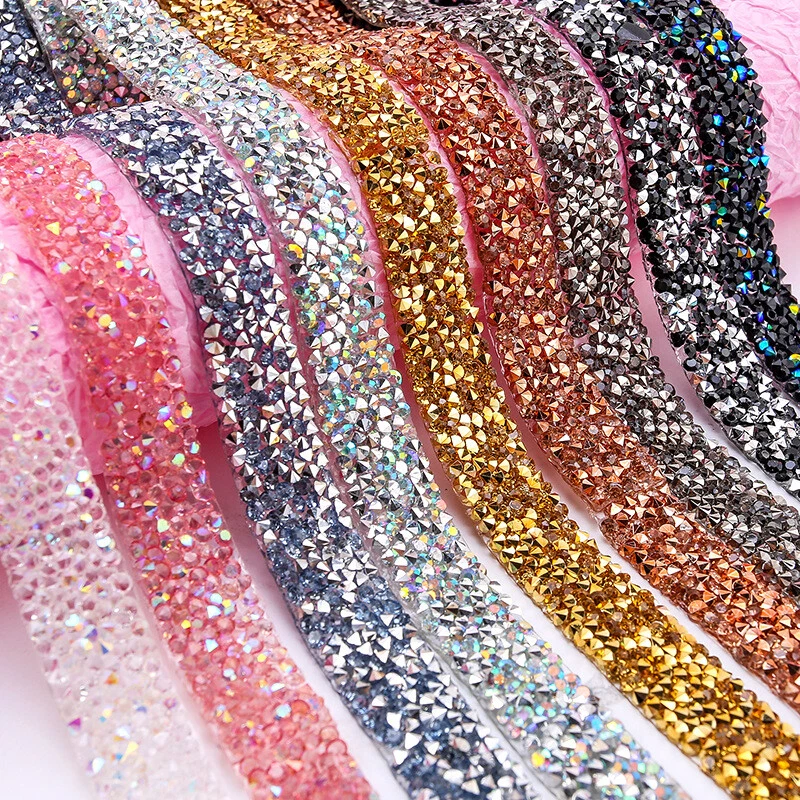1-5 Yards Bling Crystal Rhinestone Trim Tape Diamond Wedding Ribbon Crafts DIY - Image 1 of 4