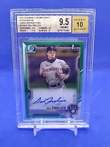 Bowman 2021 cromado Sal Frelick primer refractor automático verde verdadero BGS 9,5/10   - Imagen 1 de 2