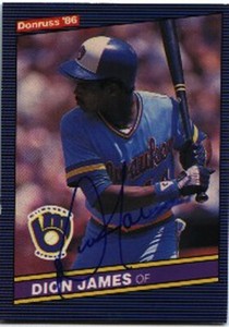 Dion James auto 86 Donruss card bb1085