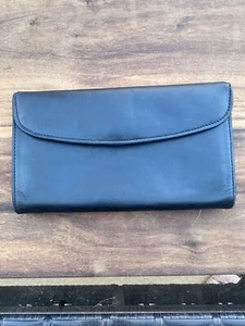 Cartera Coach Vintage Negra Cuero Vachetta Chequera Triple Pliegue Estilo Delgado - Imagen 1 de 7