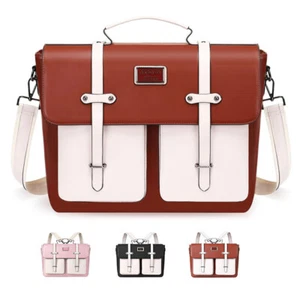 15 15.6 16 inch Laptop Bag for Women Backpack Messenger PU leather Shoulder Bag - Picture 1 of 22