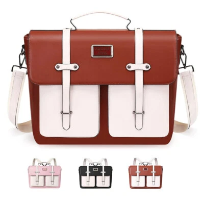 15 15.6 16 inch Laptop Bag for Women Backpack Messenger PU leather Shoulder Bag - Image 1 of 4