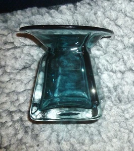 NEUE mundgeblasene 3-1/2" BLAUE GLASVASE aus Polen mit quadratischem Sockel & runder Oberseite! - Bild 1 von 4