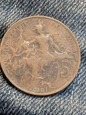 Francia 5 céntimos 1901 circulados Foto 1 de 2