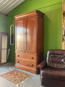 Antique Mahogany Wardrobe, Victorian, Double, Linen Press, Bedroom, Vintage - Picture 1 of 23