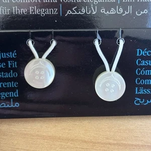 Cochic Shirt Collar Button Extenders White Smooth Elastic Set of 2 Sizes Comfort - Picture 1 of 4