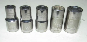 5 Craftsman USA Etched Sockets 1/4" Drive 6 Point 7/32" 1/4" 9/32" 5/16" & 3/8" - Picture 1 of 7