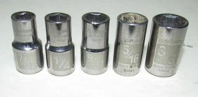 5 Craftsman USA Etched Sockets 1/4" Drive 6 Point 7/32" 1/4" 9/32" 5/16" & 3/8" - Image 1 of 4