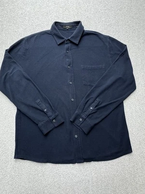 Vince 衬衫男式 XL 海军蓝纽扣长袖口袋经典棉质柔软 — 第 1/4 张图片