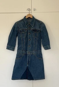 Levis Dress Size M Blue Mini Short Med Wash Denim Vintage Y2K Casual Button Up - Picture 1 of 13