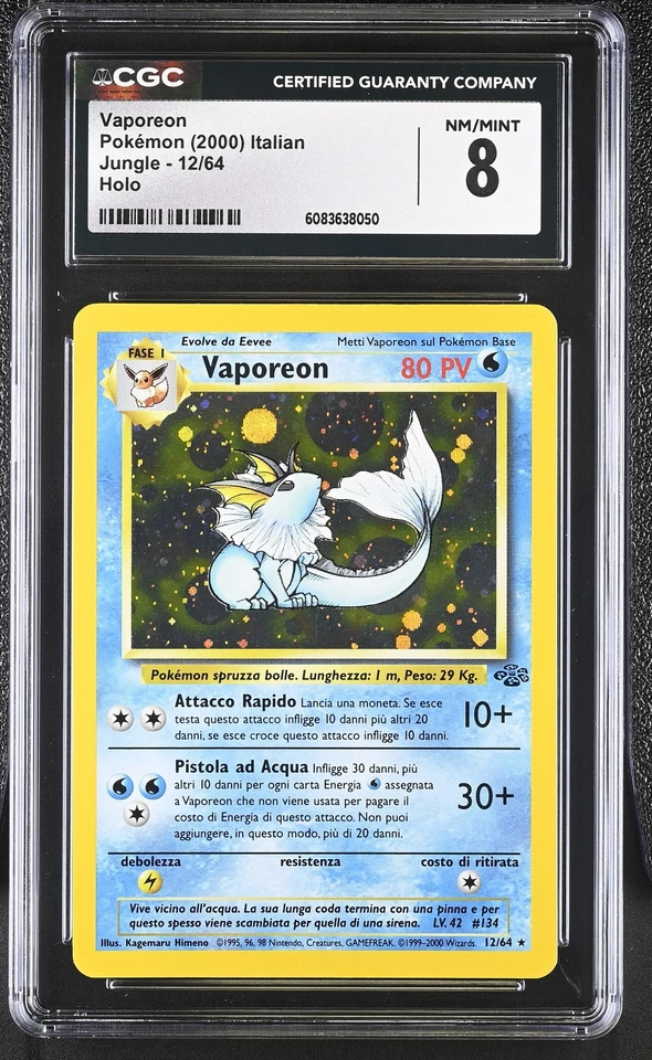 CGC 8 ITALIAN Vaporeon 2000 Jungle 12/64 Holo Pokemon Card - Image 1 of 2