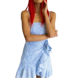 Mini Vestido PRINCESA POLLY Caesura Floral Envolvente Corbata Talla 4 Azul Swifty Hada Preppy  - Imagen 1 de 14