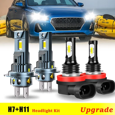 For Hyundai Elantra GT Hatchback 2013-2018 H7 H11 LED Headlights High Low Bulbs - Image 1 of 4