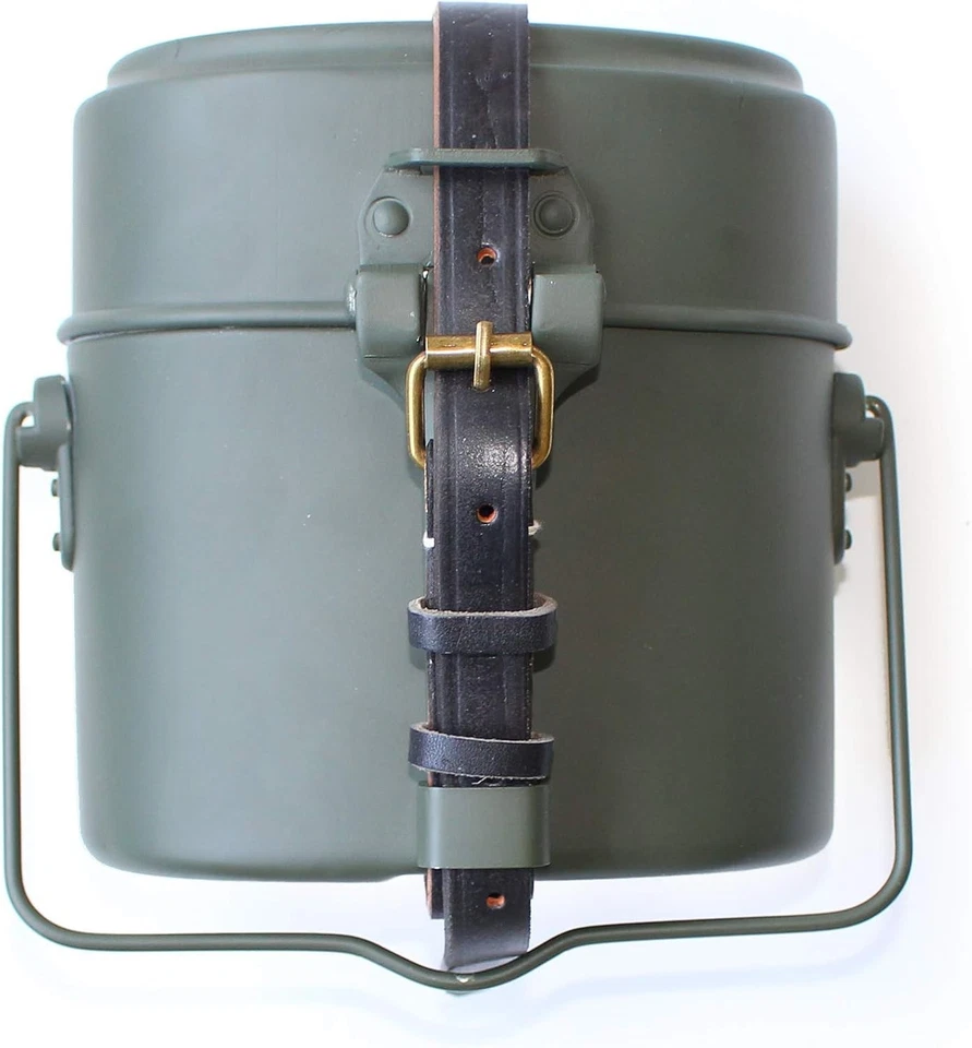 Anqiaogreen Collectibles WWII Ww2 German M31 Mess Kit Tin With Leather Strap