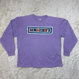 Vintage Ben and Jerry's Logo Shirt Gr. XL hell lila langarm - Bild 1 von 10