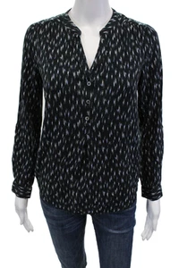 Soft Joie Womens Long Sleeve Spotted V Neck Blouse Blue Size XS - Picture 1 of 6