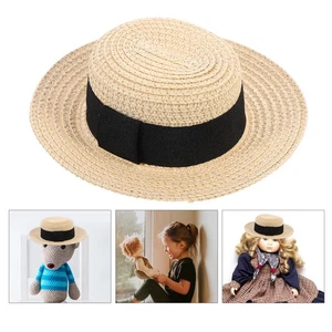 Hand-woven Straw Hat Doll Ornament Doll Hat Decor Exquisite Doll Straw Hat Decor - Picture 1 of 12