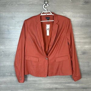 Long Tall Sally Women's Size 20 Linen Blazer Stretch Suit Jacket Brick Orange - Picture 1 of 9