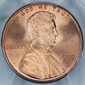 1992-D PCGS MS67RD Lincoln Cent 38399271 - Picture 1 of 3