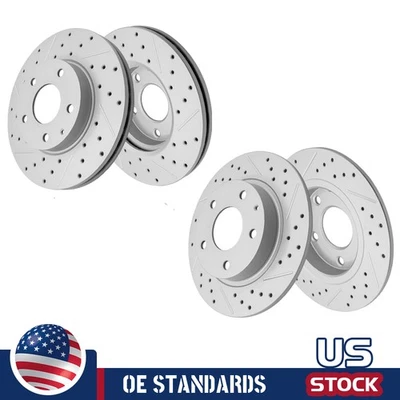 For 2014 - 2018 Mazda 3 Sport Front Rear Drilled Disc Brake Rotors Japan Built - Image 1 of 4
