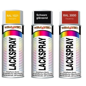 3x 400ml Kim Tec Lackspray Set Gelb Schwarz Rot Acrylharz Basis UV-Beständig #08 - Bild 1 von 6