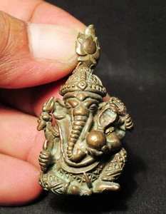 HINDU GOD AMULET GANESHA PENDANT BRONZE, GOOD LUCK AND GOOD BUSINESS - Picture 1 of 8