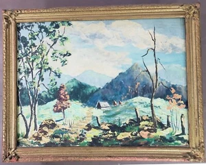 Antique Old Early California Oregon Impressionist Plein Aire Mountain Landscape - Picture 1 of 12