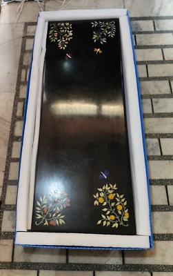 36"x24"Black Marble Dinning Inlay Table Top Custom Pietradura Home Interiors - Image 1 of 4