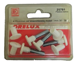 Giunzioni assemblaggio mobili plastica bianco 4 viti giunzione 30-39 mm foro 8 - Foto 1 di 5