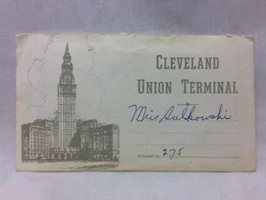 Vintage 1954 Travelers Insurance Co Cleveland Union Terminal Coupon treno ferroviario  - Foto 1 di 12