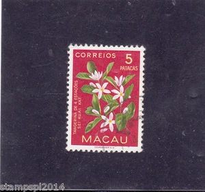 FRANCOBOLLO FIORI DI MACAO / MACAO 5 Patacas (1953) Un usato SET DI ALTO VALORE - Foto 1 di 1