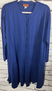 Missoni Women's Size 46 Blue Long Sleeve Button Up Long Dress 100%  Wool Read - Picture 1 of 8