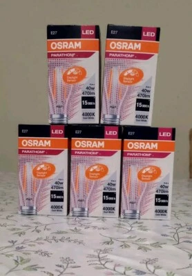 5 x Osram LED E27 Filament Parathom Daylight Sensor Classic Birnen A60 4W = 40W - Bild 1 von 4