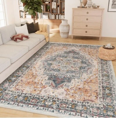 5x7 Area Rugs Bohemian 5 x 7 Stain-Resistant Washable BohoRug Non Slip Low Pile - Image 1 of 4