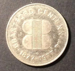 1977 BRANTFORD ONTARIO CANADA CENTENNIAL ANNIVERSARY GOOD FOR DOLLAR TOKEN - Picture 1 of 2