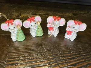 4 Homco Christmas Santa Mice Vintage Ceramic Holiday Figurine Ornament Christmas - Picture 1 of 12