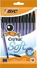 BIC Cristal Soft Ball Pens - Pack of 10 - Black Colour - Medium Point (1.2 mm) 