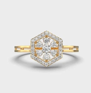 Light Weight Engagement Ring Lab Grown Diamond Hexagon Shape Wedding Casual Ring - Picture 1 of 8