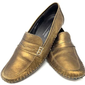 Donald J. Pliner Petra Loafer Oxford Shoe Bronze Metallic Slip-on Heel 1" Sz 8M - Picture 1 of 11