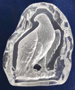 Glas / Kristall graviert Motiv Adler aus gefrorenem Glas Papierpresse - Bild 1 von 8