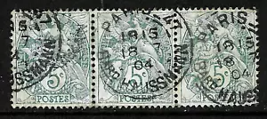 FRANCE 1900 TRIO "Blanc" type Definitive - SG 295 - 5 Cent - Green - PARIS used - Picture 1 of 2
