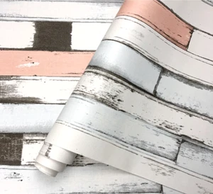 10M WOOD STICKY BACK PLASTIC WALLPAPER SELF ADHESIVE SHABBY CHIC OLD BEDROOM PVC - Picture 1 of 8