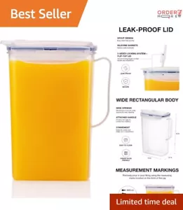Lightweight 2-Quart Leakproof Water Jug for Fridge - BPA Free Plastic Pitcher - Picture 1 of 8