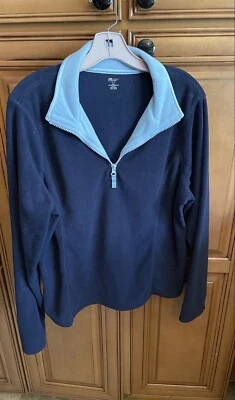 SJB ACTIVE BY ST JOHN’S BAY JERSEY POLAR AZUL MARINO, TALLA XL, USADO EN EXCELENTE ESTADO Foto 1 de 4